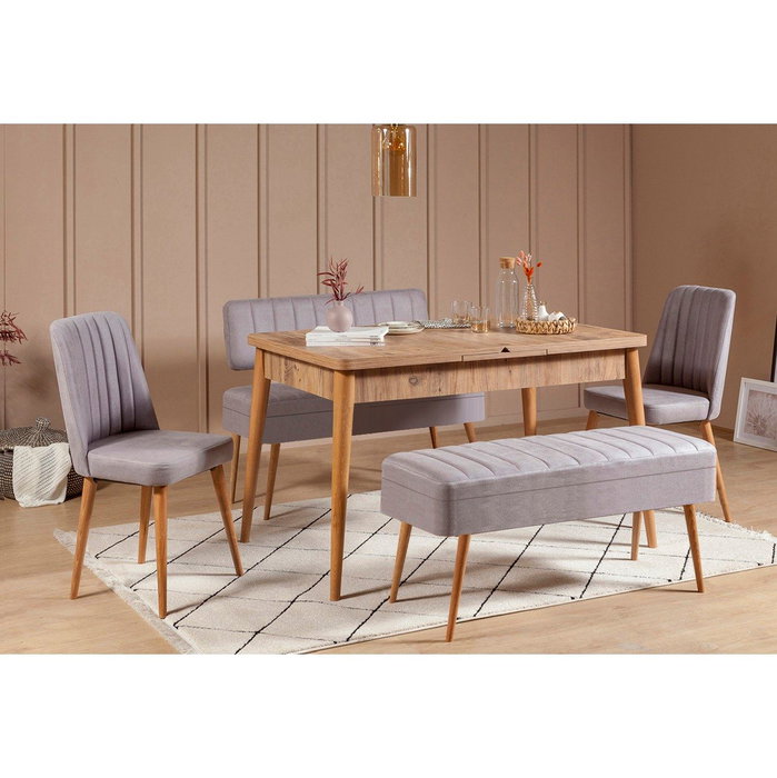 Hanah Home Vina 0701 - 4 - Atlantic, Grey Conjunto de Mesa Extensible y Sillas Hanah Home Vina 0701 - 4 - Atlantic, Grey Conjunto de Mesa Extensible y Sillas